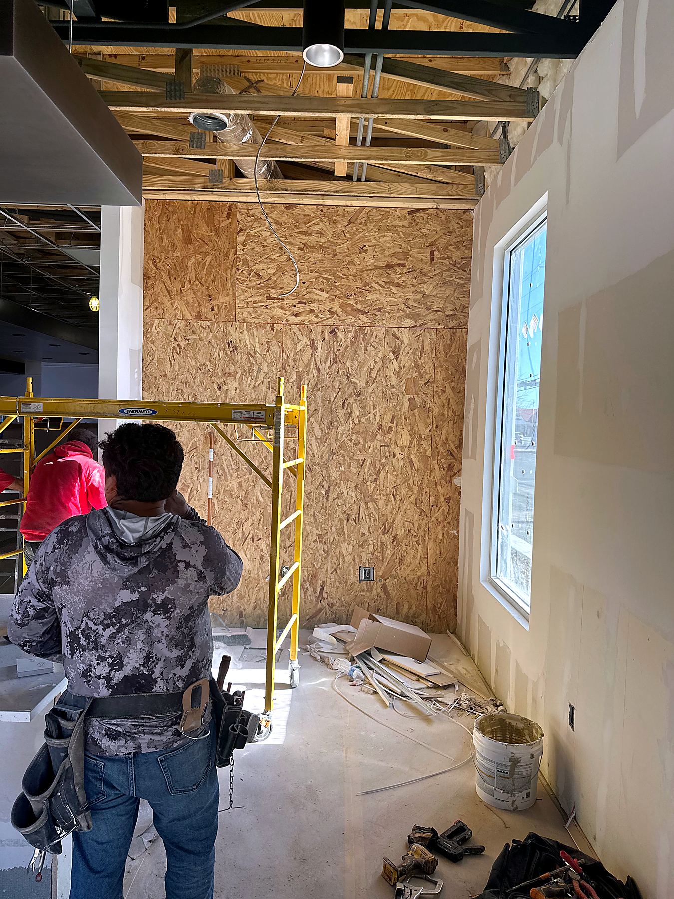 Crew working on a restaurant interior